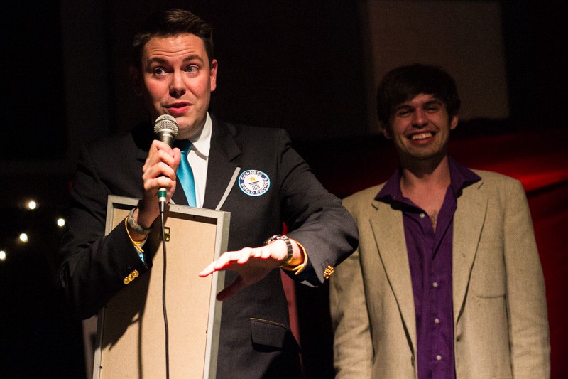 GUINNESS WORLD RECORDS judge Michael Empric with 'Broken Record' co-host D.J. Buckley. PHOTO: LANCE CONZETT.