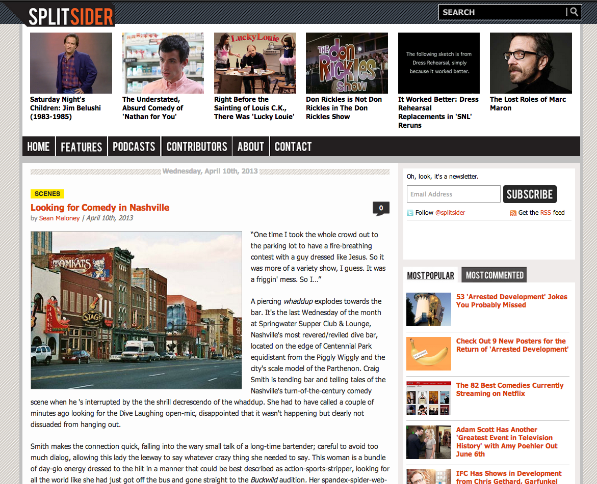 SplitSider article about Nashville comedy